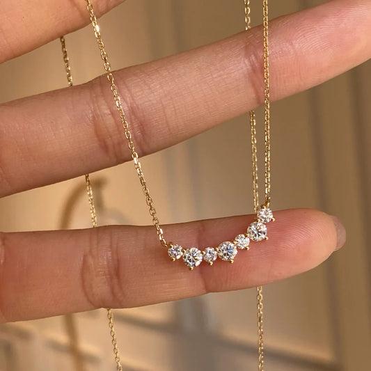 E廠【XDQ0215N】S925純銀小眾精緻天使微笑閃鑽項鍊女高級感鋯石通勤鎖骨鏈潮
 26.04-3