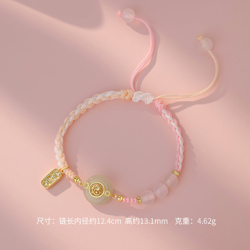 D廠【YC0961N】原創純銀S925福到平安扣福馬耳環氣質鎖骨鍊和田玉手鍊首飾
 26.01-1