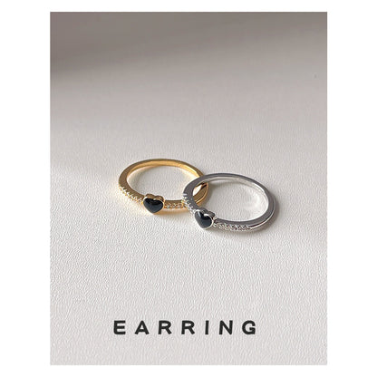 A廠【918】法式高級感~微鑲鋯石鍍14K均碼戒指 ins簡約滴油愛心食指戒 尾戒 25.06-4