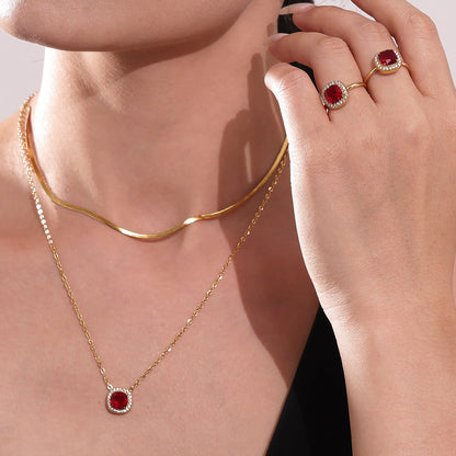 B廠【TXP330】新中式配件不鏽鋼5A鋯石項鍊耳環組ins小眾設計開口戒指 25.08-1