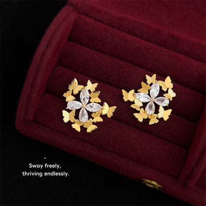 A廠【7156】蝶群~原創設計個性小眾創意925銀針鑲嵌鋯石新款耳環耳環飾品
 25.11-4