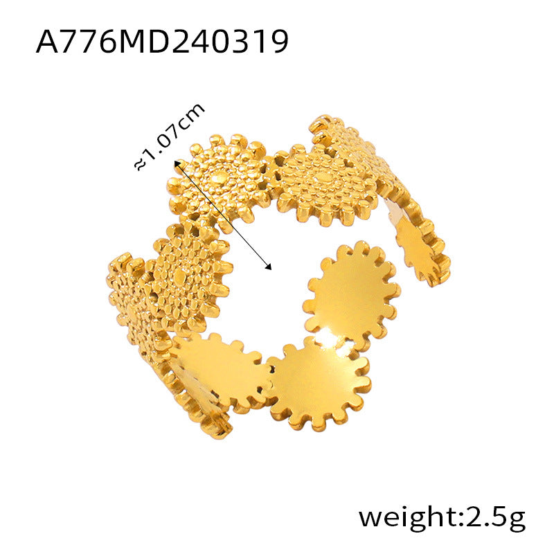 B廠【A776-84】ins風簡約個性設計感飾品幾何紋理拼接戒指鈦鋼多層疊戴風食指戒 24.04-1