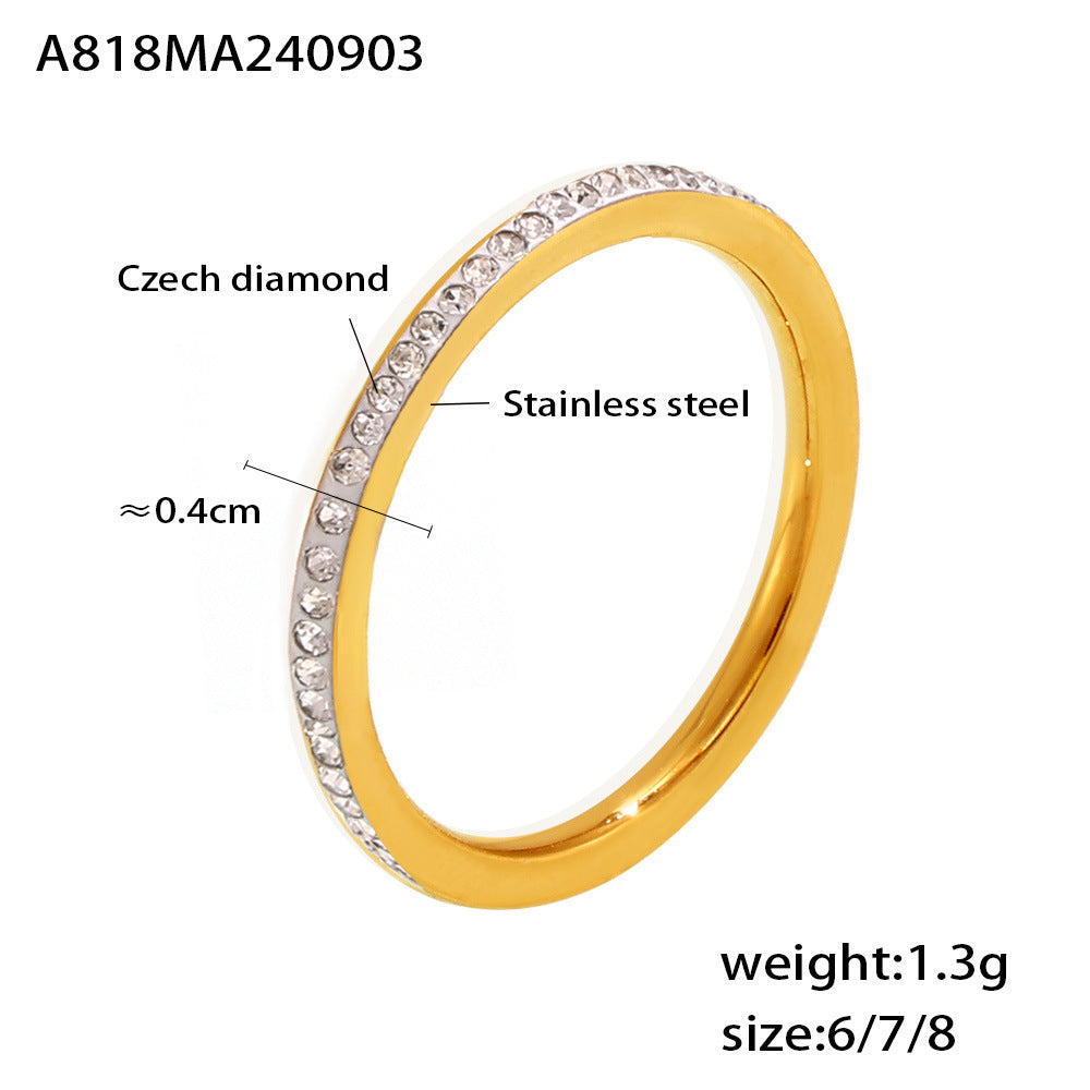 B廠【A921】歐美跨境輕奢感鑲鑽滿天星不銹鋼食指戒時尚小眾指環ring 24.09-2