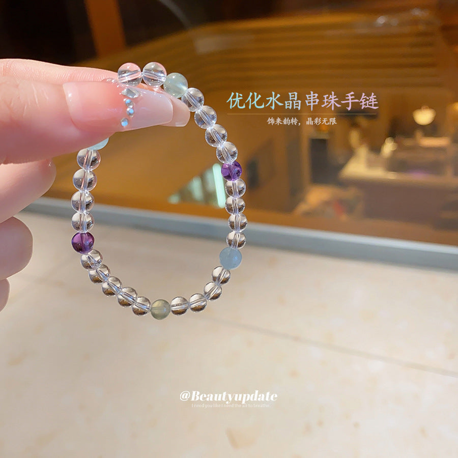 A廠【HB4042】夏日天然優化水晶串珠手鍊女小眾百搭水晶手串時尚高級感手飾手環 25.06-1