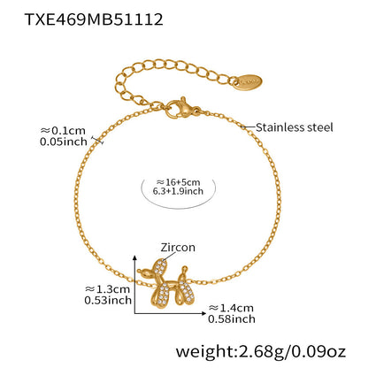B廠【TXP469】微鑲鋯石氣球狗可愛吊墜項鍊女士時尚輕奢個性鎖骨鏈不銹鋼
 25.11-3