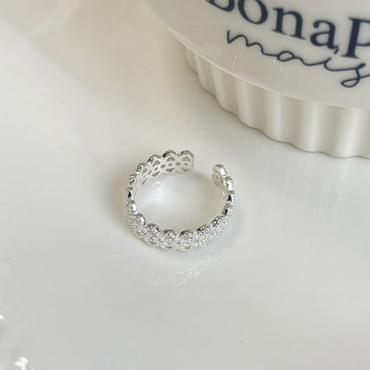 F廠【DQ8038R】S925純銀蕾絲愛心戒指女小眾高級感磨砂心形精緻蕾絲疊戴指環 25.05-5