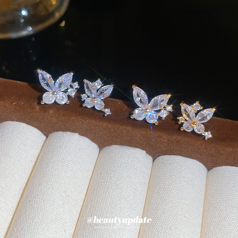 A廠【WE4865】真金電鍍925銀針鋯石蝴蝶耳環輕奢高級感時尚耳環極簡氣質通勤耳環女
 25.11-1