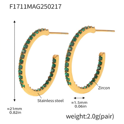 B廠【F1711】法式精細款INS風鈦鋼鑲嵌鋯石耳環女時尚輕奢簡約耳飾 25.02-3