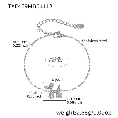 B廠【TXP469】微鑲鋯石氣球狗可愛吊墜項鍊女士時尚輕奢個性鎖骨鏈不銹鋼
 25.11-3
