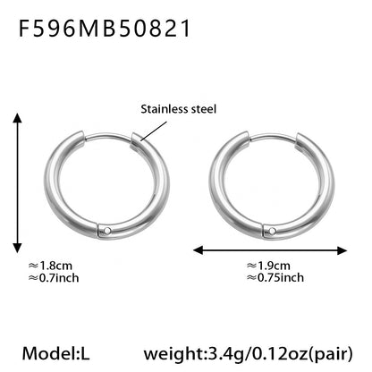 B廠【F596】ins小眾設計感不銹鋼幾何素圈耳環百搭時尚耳環鍍18k金 25.08-5