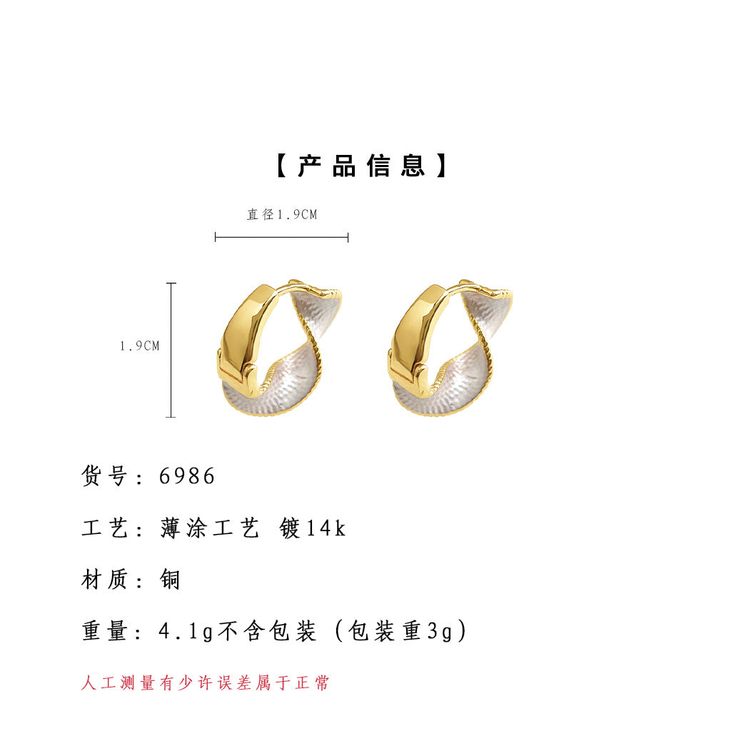 C廠【6986】時尚高級感幾何扭曲空間感手工彩繪百搭通勤新款耳環耳環飾品
 25.10-5