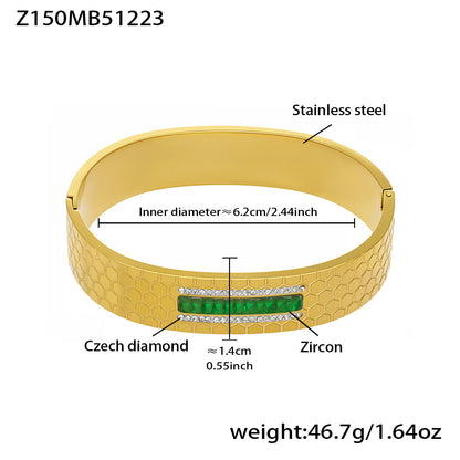 B廠【Z054】不鏽鋼幾何菱形鑲嵌鋯石卡扣手鐲組合INS風個性輕奢手飾鍍18k真金
 26.01-1