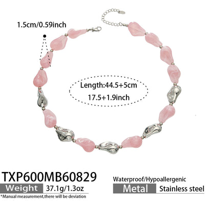 B廠【TXP600】跨境飾品不規則樹脂不銹鋼手鍊小眾撞色ins風輕奢女手鍊項鍊套裝
 26.09-1