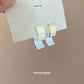 A廠【HE27601】925銀針方形光面前後帶耳環歐美金屬百搭氣質耳環通勤耳飾設計感小眾 25.07-1