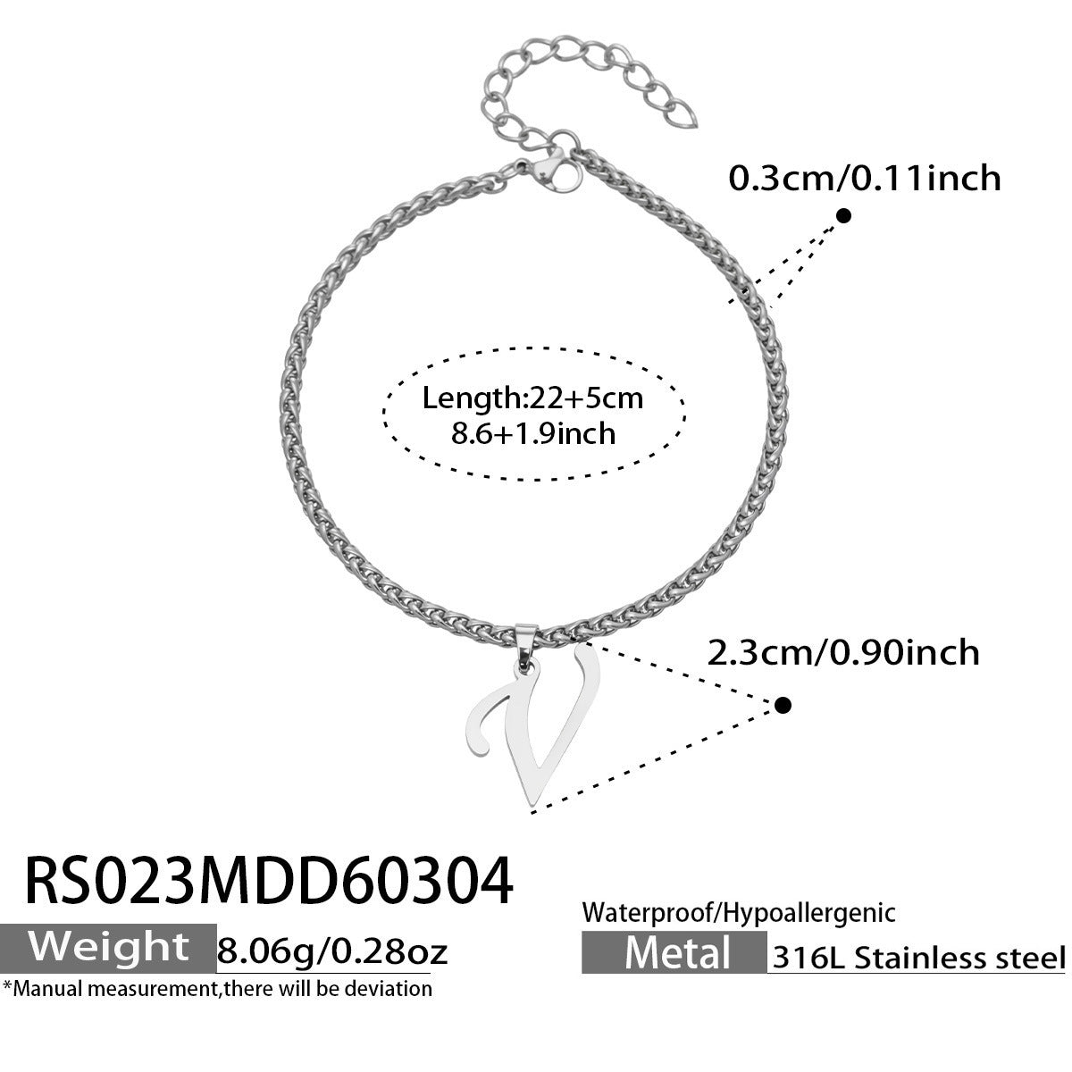 B廠【RS023】ins小眾時尚設計新款26字吊墜腳鍊不銹鋼材質歐美個性簡約腳飾
 26.03-2