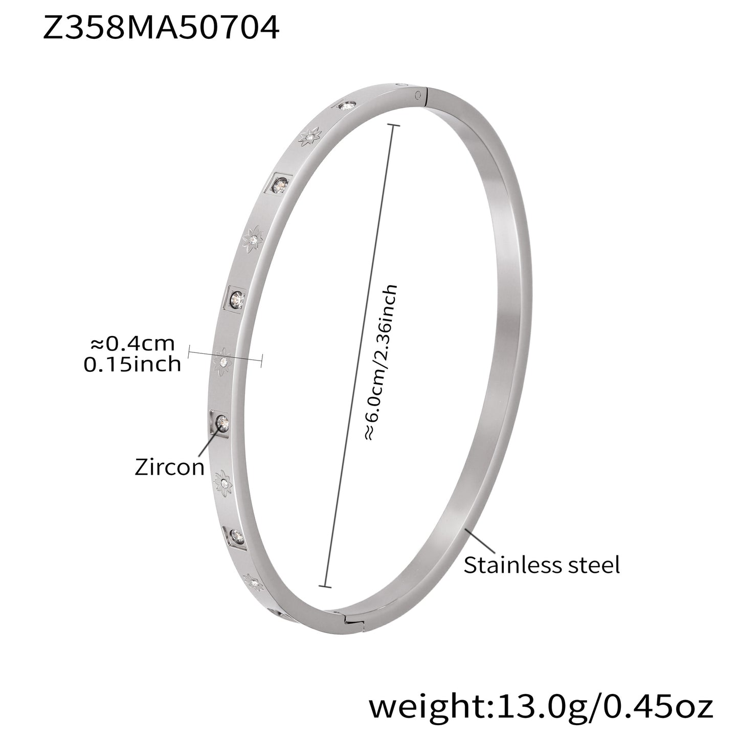 B廠【Z122】ins小眾設計感不鏽鋼幾何素圈鑲鋯石手鐲跨國時尚手環組合 25.07-2