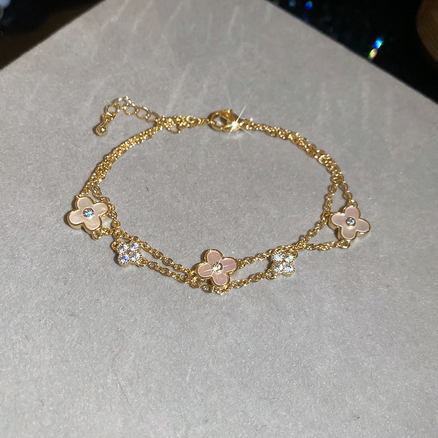 A廠【WB1740】18K真金電鍍花朵可調式手鍊簡約時尚日常百搭手環輕奢高級感手飾
 25.10-5