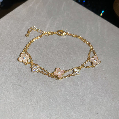 A廠【WB1740】18K真金電鍍花朵可調式手鍊簡約時尚日常百搭手環輕奢高級感手飾
 25.10-5