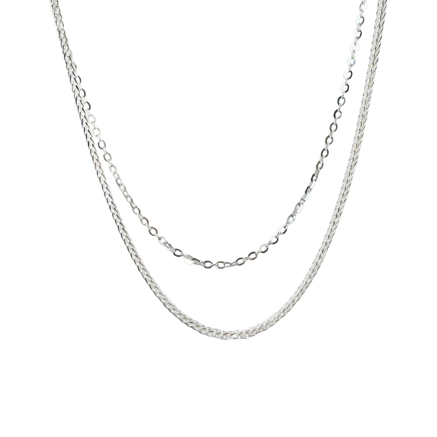 F廠【XDQ1109N】通體S925純銀波光粼粼雙層鏈條項鍊女時尚縱享絲滑疊戴鎖骨鏈
 25.11-1