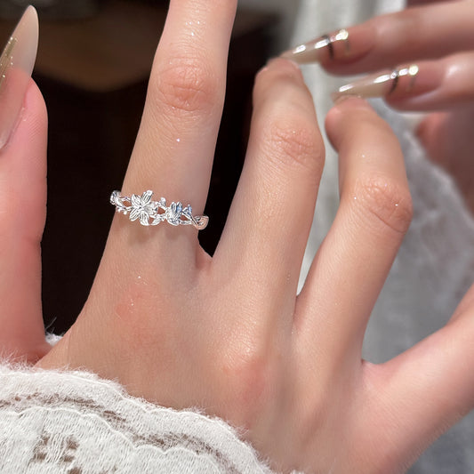 E廠【XDQ8840R】S999純銀輕奢小眾百合花戒指女森系田園風花朵精緻百搭食指戒
 26.04-1