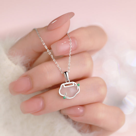 D廠【YC3837N】純銀S925竹節平安鎖項鍊新中式國風如意鎖吊墜小眾獨特鎖骨鏈
 26.03-1