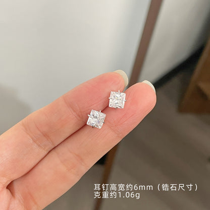 E廠【XDQ10096E】S999純銀四爪愛心閃鑽耳環女迷你小巧星星花鋯石百搭耳飾品
 26.01-2