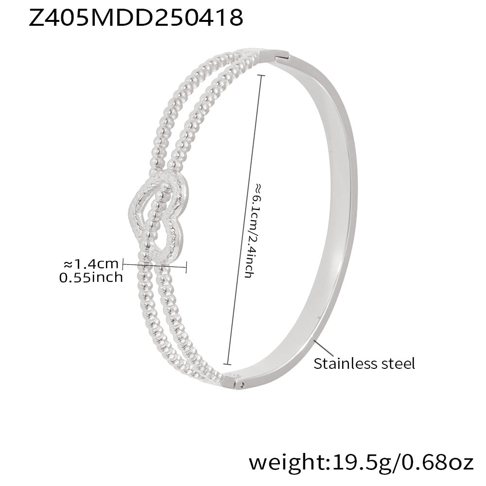 B廠【Z405】ins小眾時尚設計高質感雙線愛心卡扣手鐲不鏽鋼鍍金手環 25.04-4