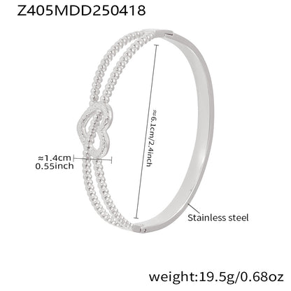 B廠【Z405】ins小眾時尚設計高質感雙線愛心卡扣手鐲不鏽鋼鍍金手環 25.04-4