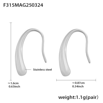 B廠【F315】水滴形耳鉤耳環極簡小眾設計感不鏽鋼PVD鍍18K真金跨境耳飾 25.03-4
