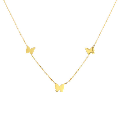 A廠【5668】高保色鍍18K真金蝴蝶304不鏽鋼項鍊歐美簡約時尚鎖骨鍊新款飾品女 25.03-1