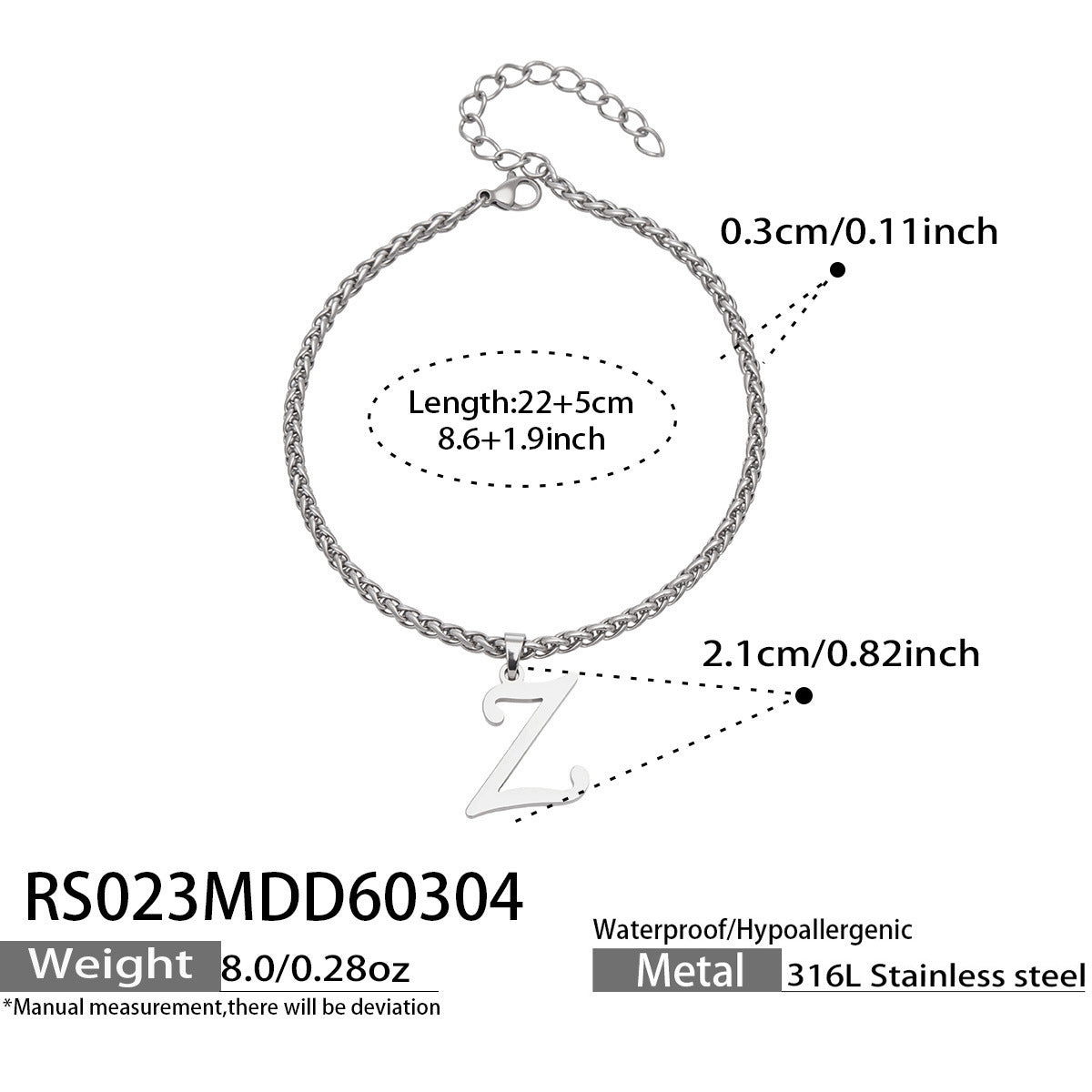 B廠【RS023】ins小眾時尚設計新款26字吊墜腳鍊不銹鋼材質歐美個性簡約腳飾
 26.03-2