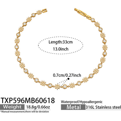 B廠【TXP594】歐美熱銷四葉花超閃滿鑽鋯石DIY多配件項鍊手鍊套組不鏽鋼鍍18k金
 26.06-4