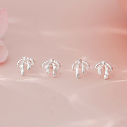 D廠【YC7265E】足銀S999蝴蝶結直針螺絲耳環公主甜美氣質優雅韓風溫柔耳飾
 25.11-1