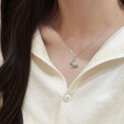 E廠【XDQ0106N】S925純銀輕奢小眾蝴蝶項鍊女甜美精緻碎石玻璃氣質鎖骨鏈
 26.03-1