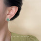 C廠【4598】微鑲鋯石綠色玻璃貓眼石方形幾何耳環女氣質清新甜美簡約耳飾 24.07-3