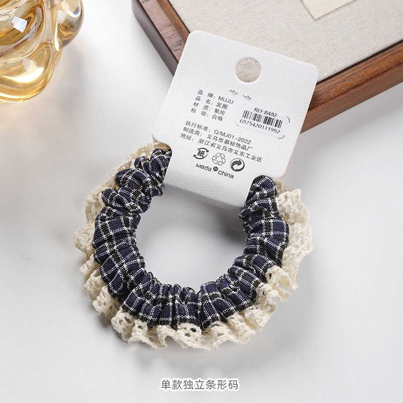 D廠【B482】卡片裝髮飾高級感小香風頭繩氣質蕾絲蕾絲花邊小腸圈皮筋髮圈高馬尾髮繩
 25.10-5「D廠-單筆結帳需滿，NT$600出貨(不含運費)」