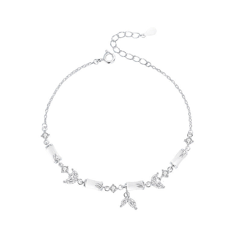 E廠【DQ1230S】原創清冷感白玉髓竹節手鍊女S925純銀新中式小眾百搭手飾銀飾
 26.03-2