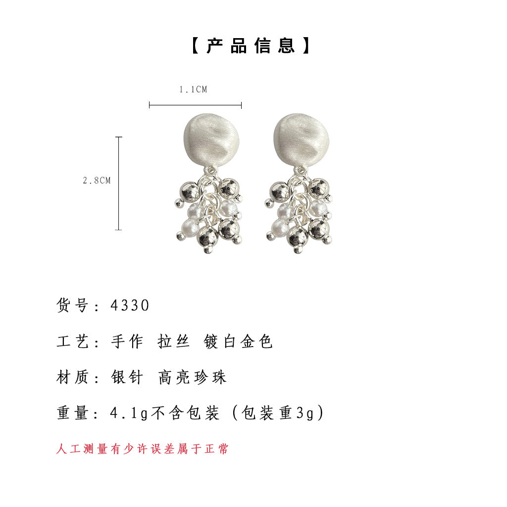 C廠【4330】碎銀幾兩手作設計感小眾創意拉絲霧面流蘇耳飾新款耳環女 24.06-3