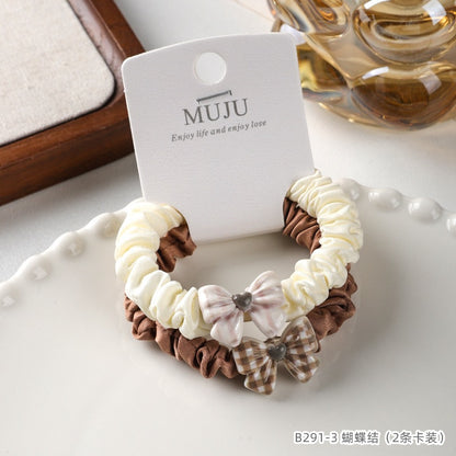 C廠【B291】2條卡裝髮繩簡約咖色小腸髮圈可愛卡通動物頭繩髮飾綁馬尾皮筋 25.08-1「C廠-單筆結帳需滿，NT$500出貨(不含運費)」「C廠-單筆結帳需滿，NT$500出貨(不含運費)」