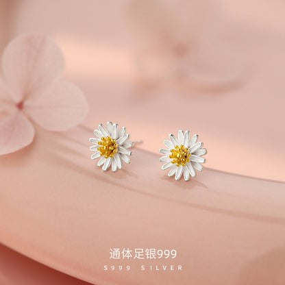 D廠【YC9386E】足銀S999小雛菊耳環小清新簡約溫柔風夏季新款甜美花朵耳飾 26.07-2