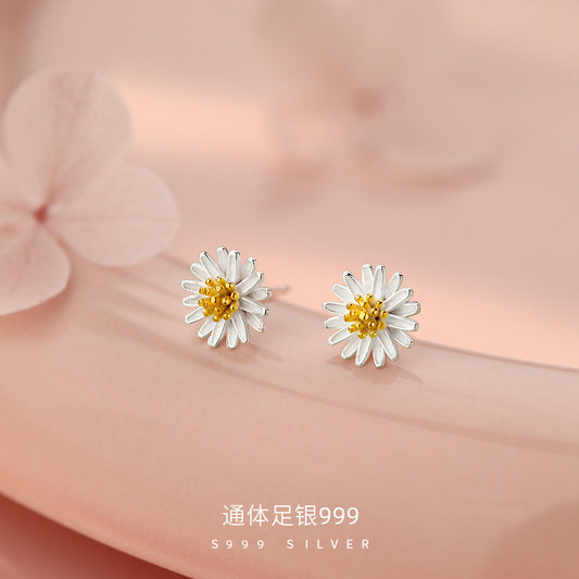 D廠【YC9386E】足銀S999小雛菊耳環小清新簡約溫柔風夏季新款甜美花朵耳飾 26.07-2