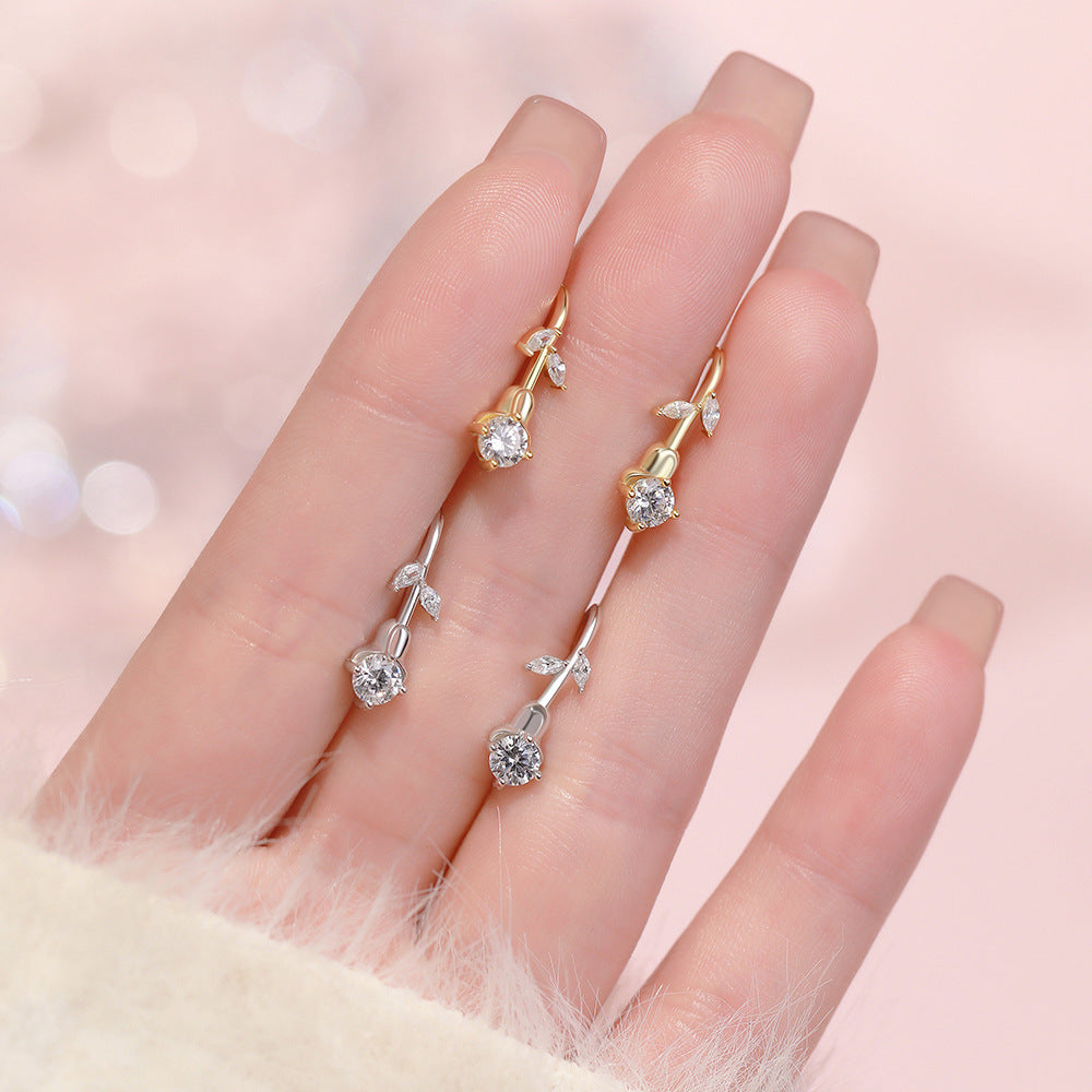 D廠【YC3928E】足銀S999高級感花鋯石耳環女輕奢清新韓風氣質小眾精緻耳飾
 26.03-2