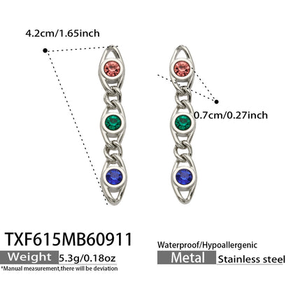 B廠【TXP615】歐美流行多巴胺高級感彩色鋯石不銹鋼手鍊項鍊不掉色時尚女鎖骨鏈
 26.09-3