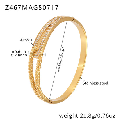 B廠【Z467】不鏽鋼回字四方焦石卡扣手鐲項鍊18k金個性百搭珠寶首飾 25.07-4