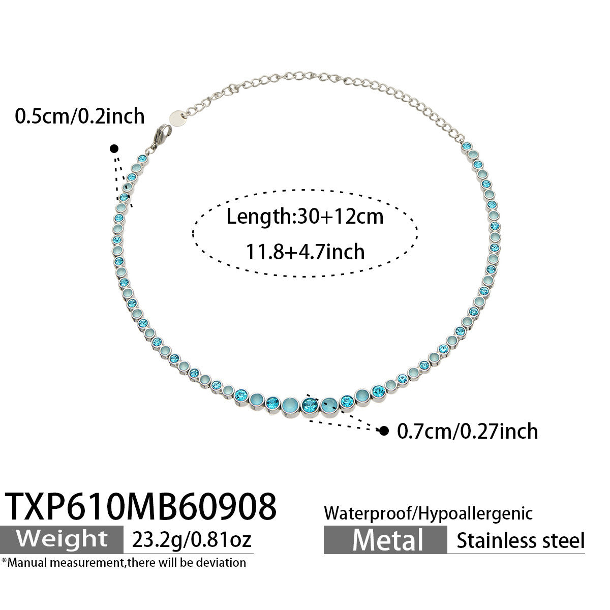 B廠【TXP610】跨境歐美不銹鋼鍍金圓形鋯石項鍊高級感簡約手鍊耳環可疊戴飾品女
 26.09-3
