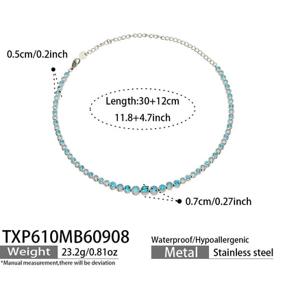 B廠【TXP610】跨境歐美不銹鋼鍍金圓形鋯石項鍊高級感簡約手鍊耳環可疊戴飾品女
 26.09-3