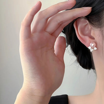 E廠【DQ11280E】法式溫柔粉泡泡仿珍珠耳環女S925純銀淡粉色精緻高級感耳飾潮 25.07-2