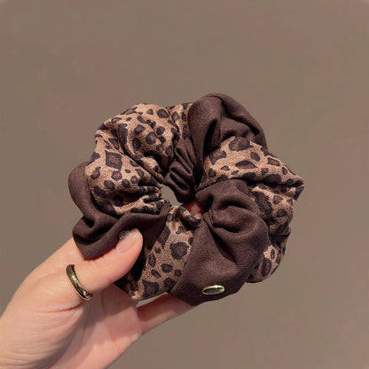 C廠【i17】韓版棕豹紋拼接髮圈氣質質感佈藝腸圈髮繩秋冬新款紮馬尾頭繩髮飾
 25.12-4「C廠-單筆結帳需滿，NT$500出貨(不含運費)」