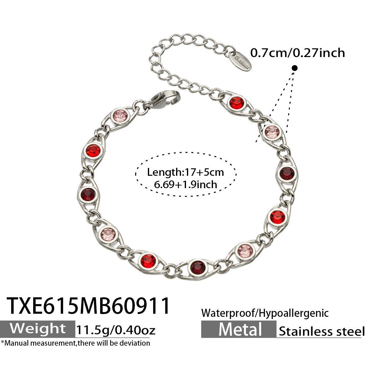 B廠【TXP615】歐美流行多巴胺高級感彩色鋯石不銹鋼手鍊項鍊不掉色時尚女鎖骨鏈
 26.09-3