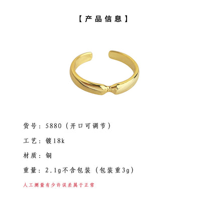 A廠【5880】時尚高級感開口可調電鍍18K真金保色戒指簡約光面通勤手飾 25.05-4